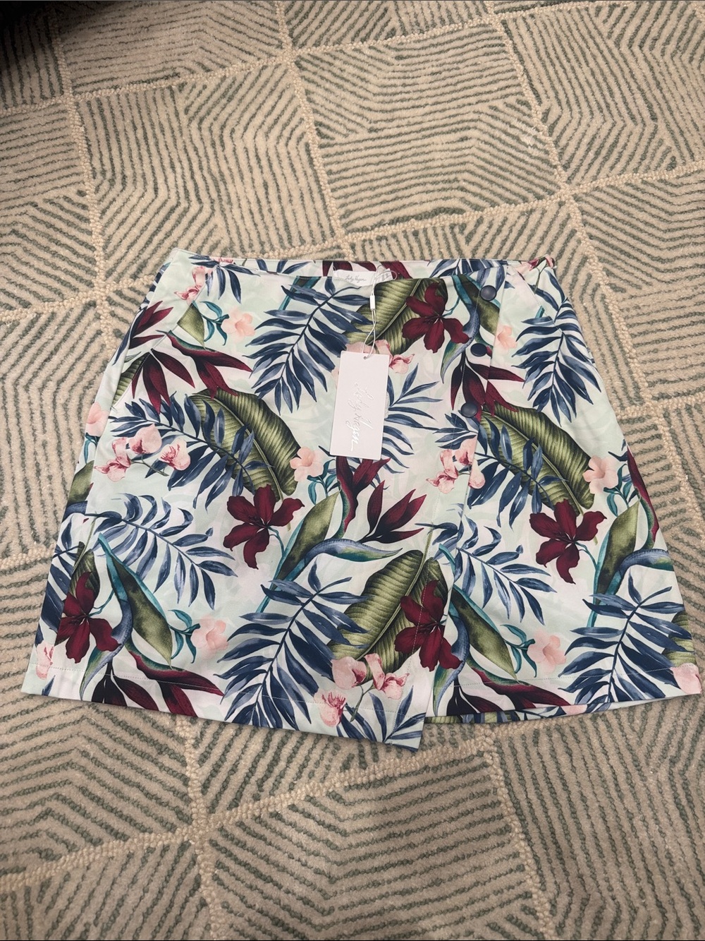 Lady Hagen Tropical Floral Skort in Mint, Navy & Burgundy